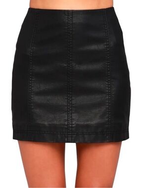 Free People Modern Femme Faux Leather Mini Skirt black size 6